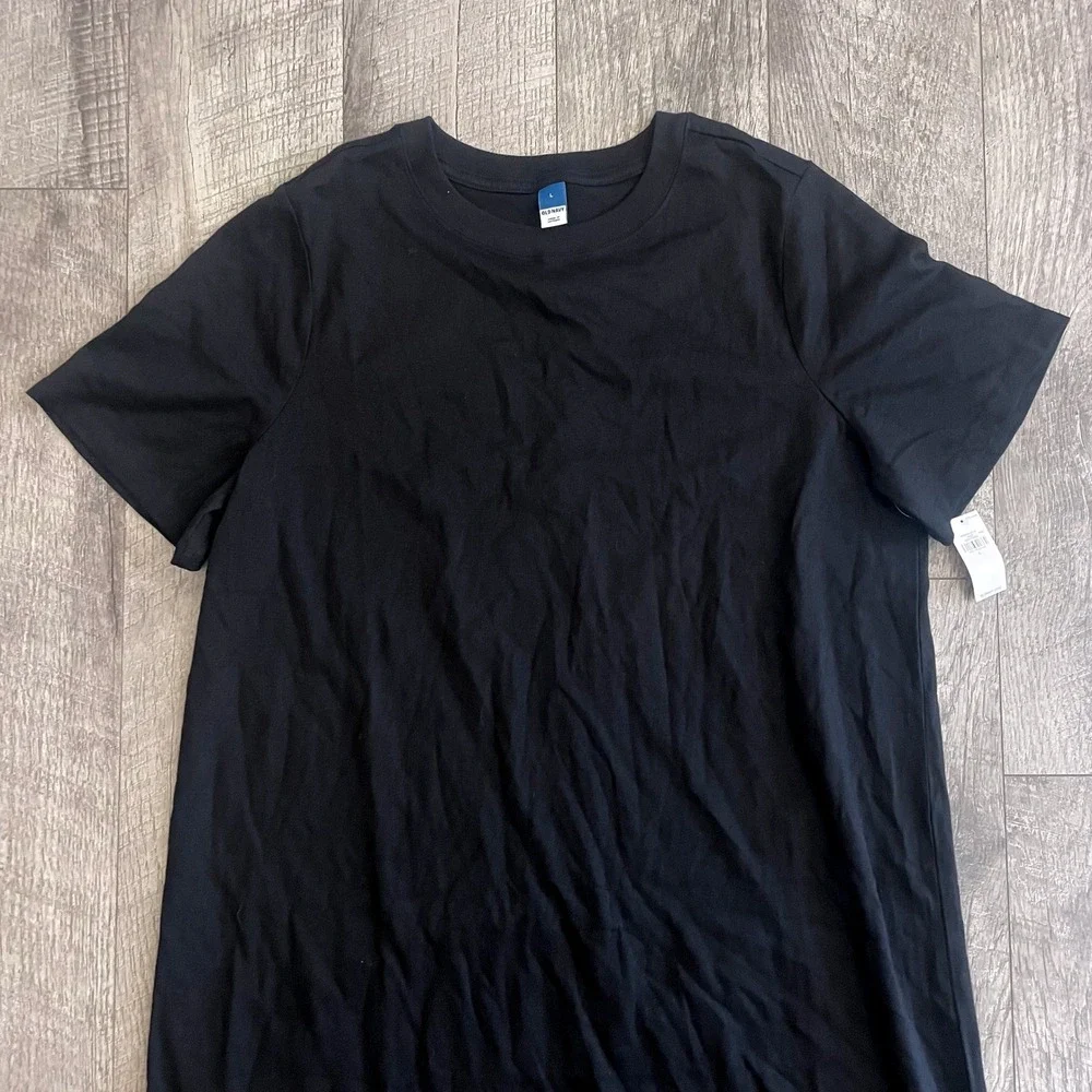 Old Navy Womens Black Cotton Jersey Short Sleeve Maxi T-Shirt Dress L 886469-01